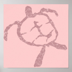 Póster poster rosa tortuga