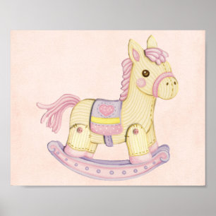 Póster Poster rosado del caballo mecedora