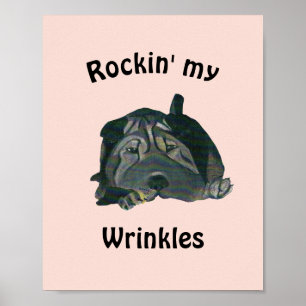 Póster Poster rosado "Rockin" My Wrinkles Black Sharpei