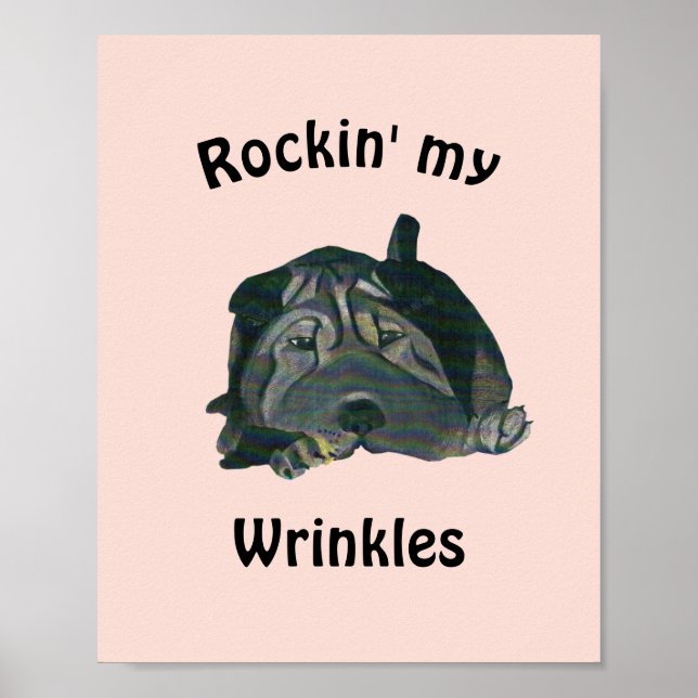Póster Poster rosado "Rockin" My Wrinkles Black Sharpei (Frente)