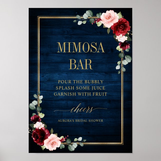 Póster Poster Rubor Floral Gold Mimosa Bar de la Marina d (Frente)