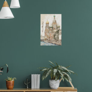 Póster Poster ruso de San Petersburgo - Viajes de época