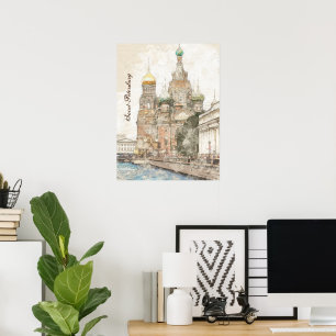 Póster Poster ruso de San Petersburgo - Viajes de época