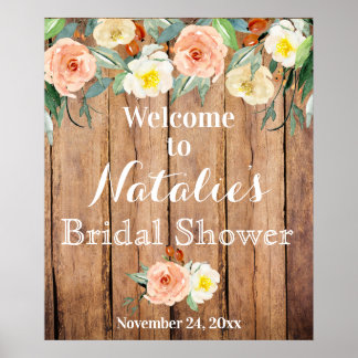 Póster Poster Rústico Floral Bridal Shower