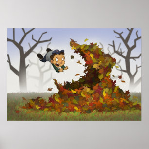 Póster poster "Saltando a hojas"