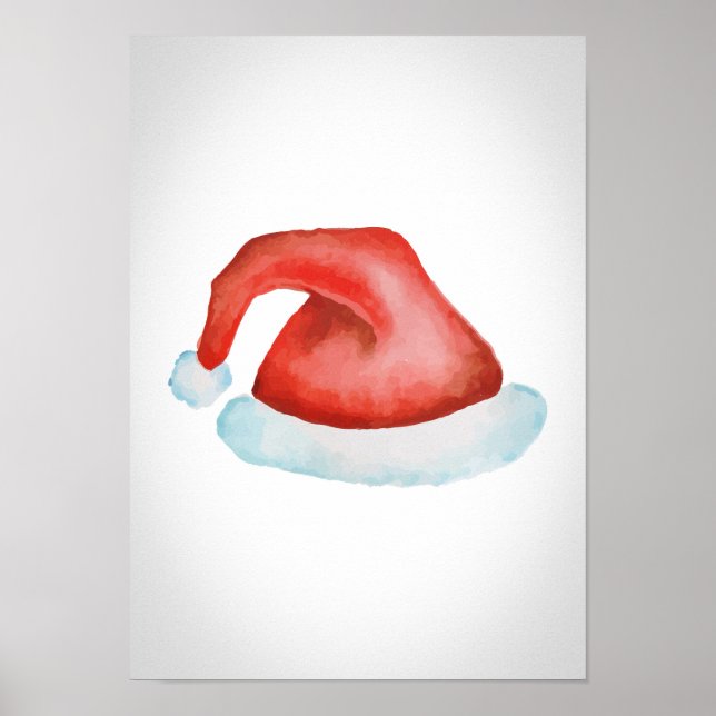 Póster Poster Santa hat - diseño de acuarela (Frente)