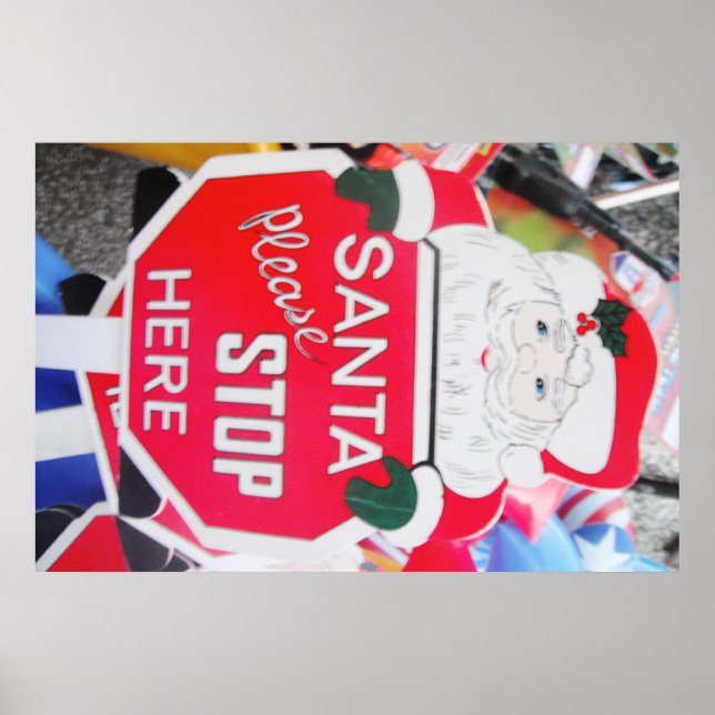 Póster Poster Santa & Parar Aquí Rótulo (Frente)