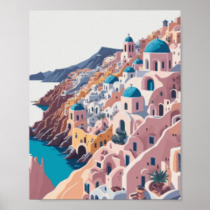 Póster Poster Santorini: Poster de Santorini Grecia