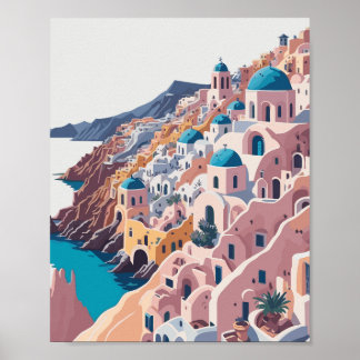 Póster Poster Santorini: Poster de Santorini Grecia