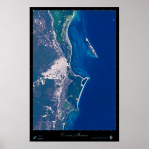 Póster Poster satelital de Cancún (México)