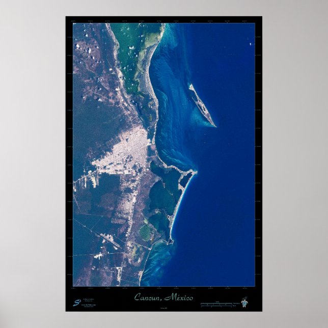 Póster Poster satelital de Cancún (México) (Frente)