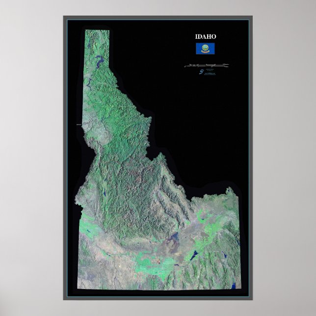 Póster Poster satelital de Idaho (Frente)
