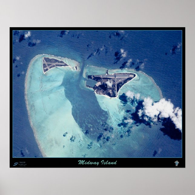 Póster Poster satelital de la Isla de Midway (Frente)