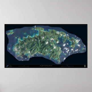 Póster Poster satelital de las Islas Vírgenes de Estados