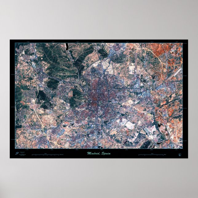 Póster Poster satelital de Madrid (España) (Frente)