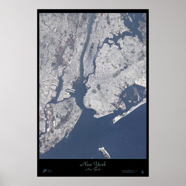 Póster Poster satelital de Nueva York (Frente)