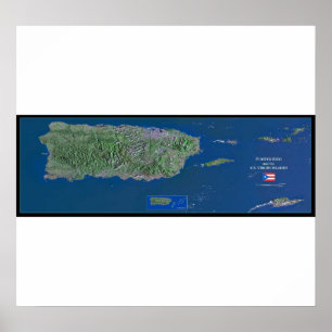 Póster Poster satelital de Puerto Rico