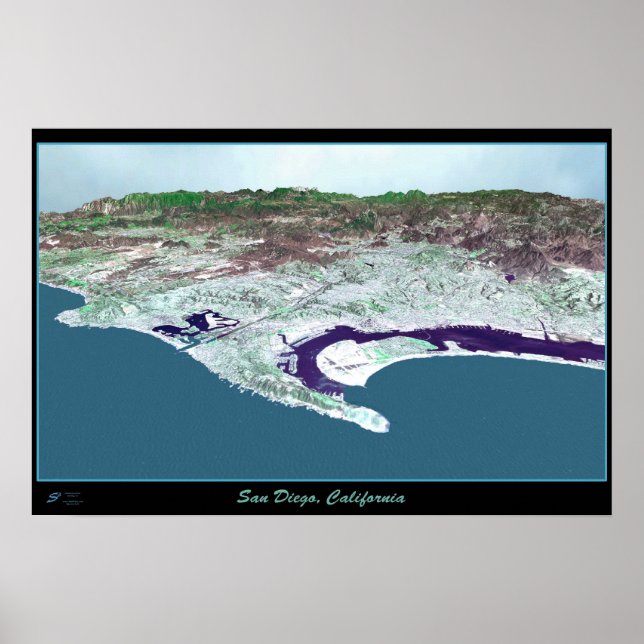 Póster Poster satelital de San Diego, California (Frente)