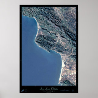 Póster Poster satelital de San Luis Obispo, California