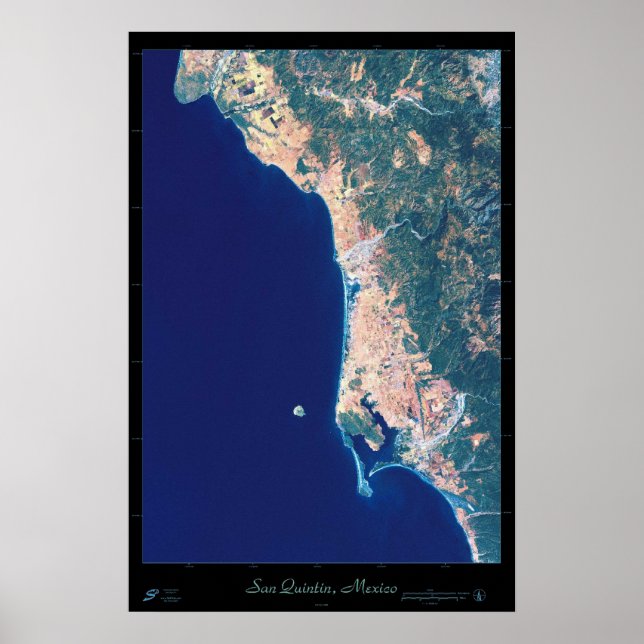 Póster Poster satelital de San Quintín, Baja California (Frente)
