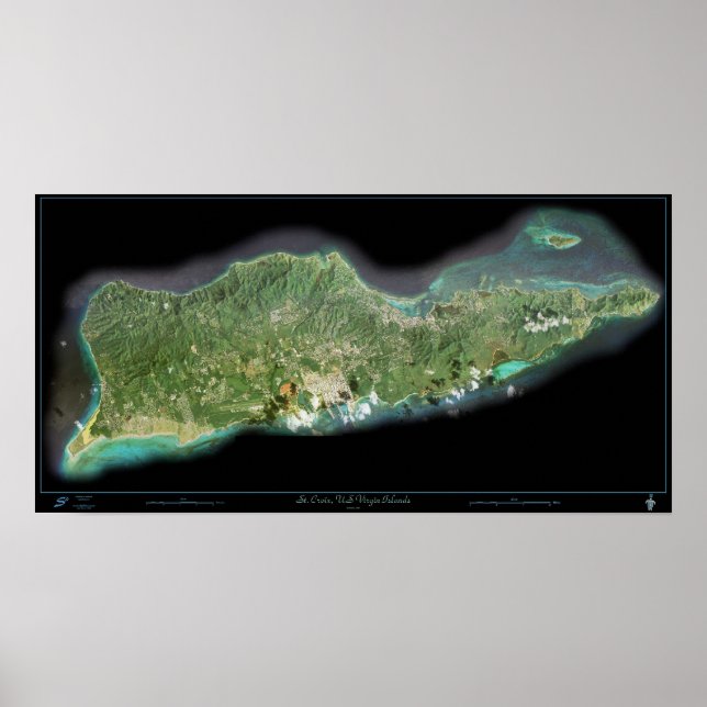 Póster Poster satelital de Santa Cruz de las Islas Vírgen (Frente)