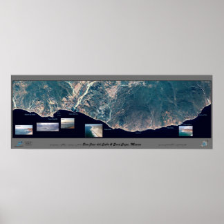 Póster Poster satelital del Cabo Oriental y Baja Californ