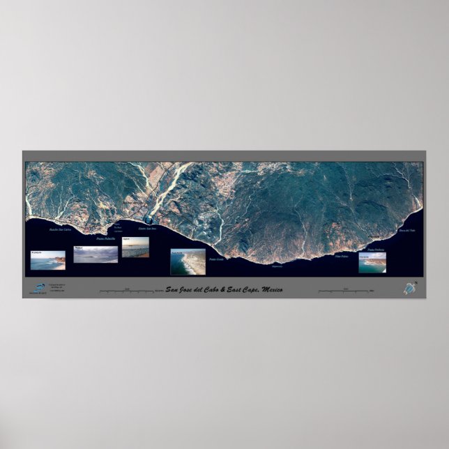 Póster Poster satelital del Cabo Oriental y Baja Californ (Frente)