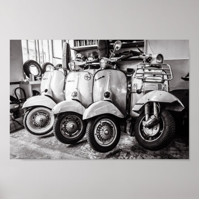 Póster Poster Scooter clásico | París Francia (Frente)