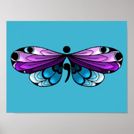 Póster Poster Semicolon de mariposa de conciencia suicida