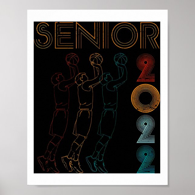 Póster Poster Senior de Graduación de Baloncesto Nocturno (Frente)