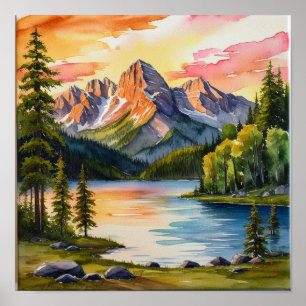 Póster Poster Serene Mountain and Trees