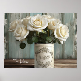 Póster Poster Shabby Chic White Roses