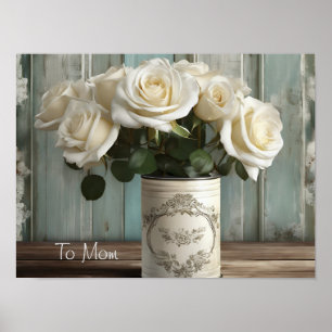 Póster Poster Shabby Chic White Roses