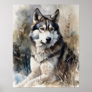 Póster Poster Siberian Husky Dog Art Print