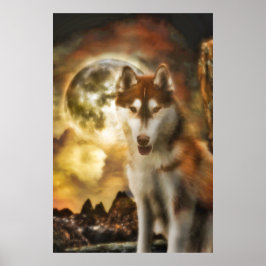 Póster Poster SIBERIAN HUSKY MOON KINGDOM