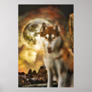 Póster Poster SIBERIAN HUSKY MOON KINGDOM