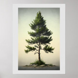 Póster Poster simple de árbol de pino