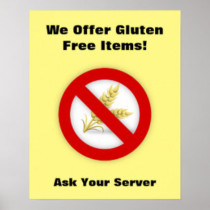 Póster Poster sin gluten de los suministros del restauran