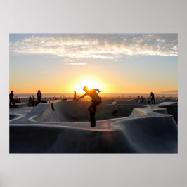 Póster Poster Skateboard Park Sunset Skateboarding Cali