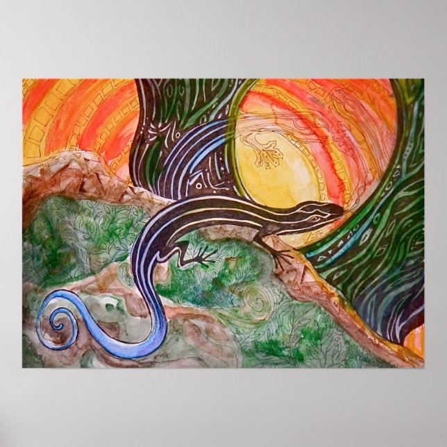 Póster Poster Skink de lino azul (Frente)