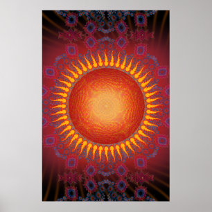 Póster Poster: Sol psicodélico: Diseño fractal espiral