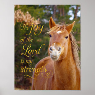 Póster Poster sonriente del caballo de la castaña del