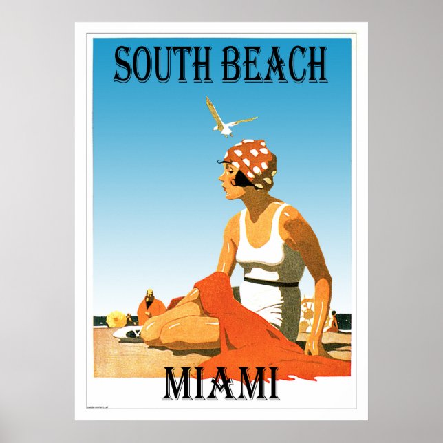 Póster Poster South Beach Miami Vintage Beach (Frente)