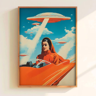 Póster Poster Space Cafe SciFi Poster Flying Car Print Wa