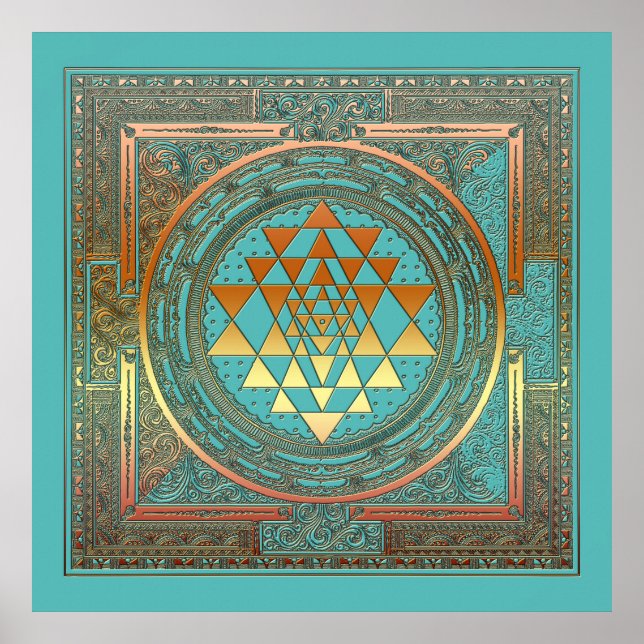 Póster Poster SriYantra Yoga Meditación Símbolo de la Ind (Frente)