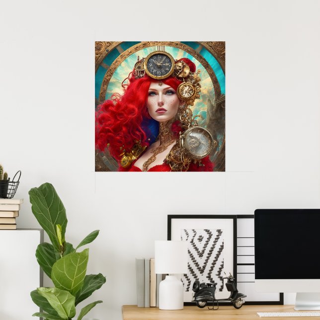 Póster Poster Steampunk moderno único (Oficina en casa)