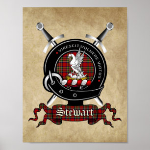Póster Poster Stewart Clan Badge & Tartan 8.5x11