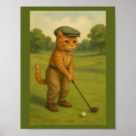 Póster POSTER Stylish Cat Playing Golf Personalized 