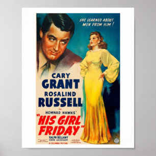 Póster Poster Su Chica Viernes-Cary Grant Rosalind Russel