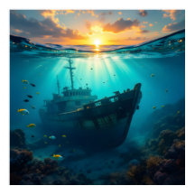 Poster subacuático del atardecer